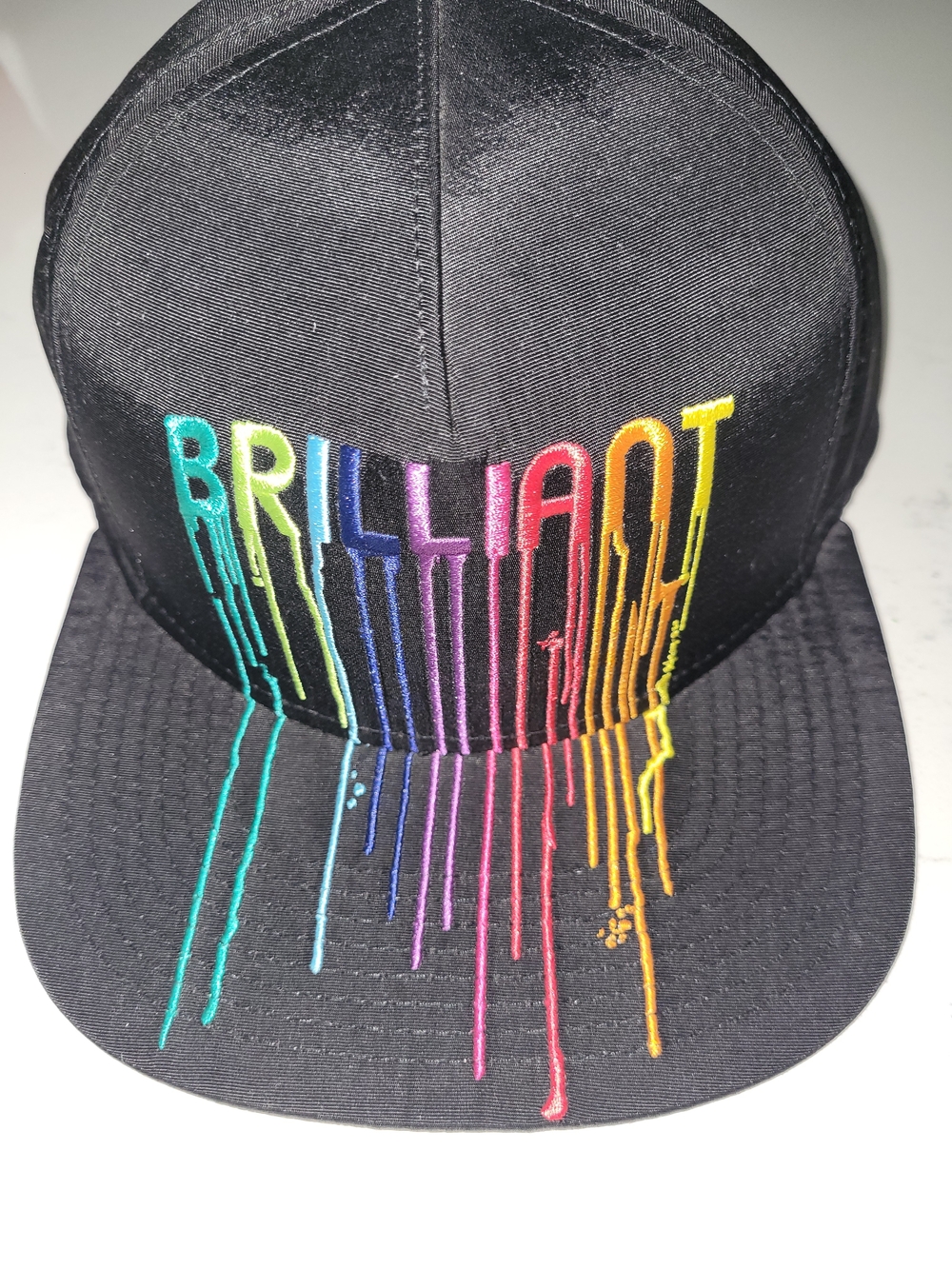 LRG "Brilliant" Black Snapback Hat with Rainbow Drip Embroidery